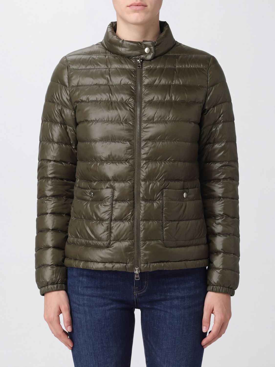 Herno Women Green Puffer Jacket With Quilted Design For Men