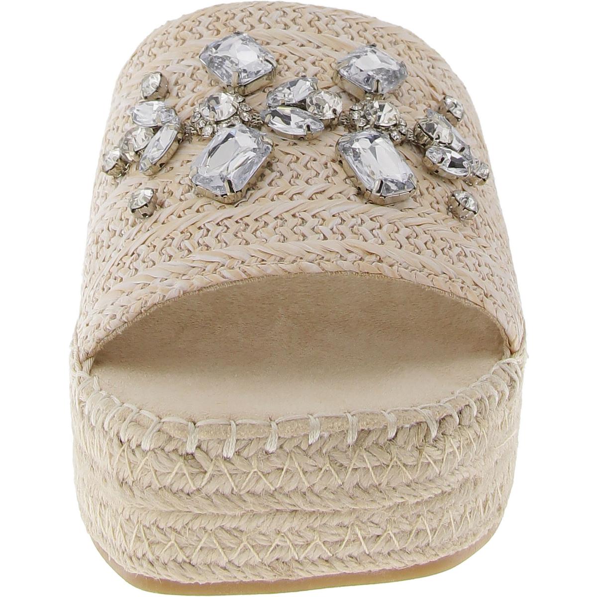 Crystal Womens Rhinestone Woven Slide Sandals