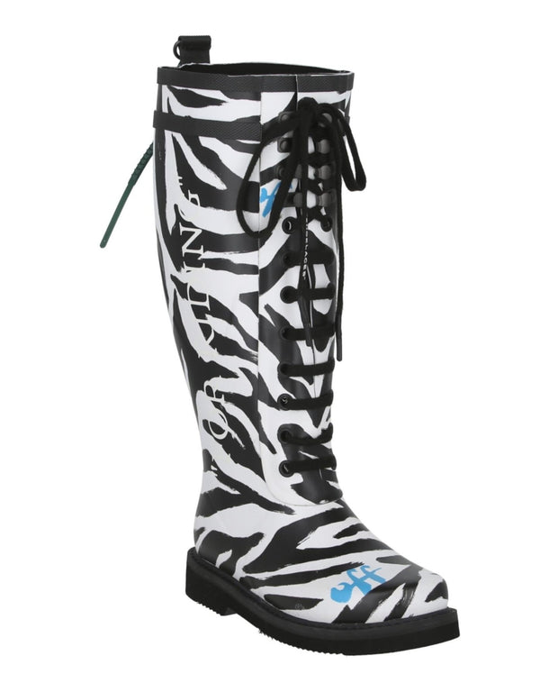 Off-White Womens Zebra Print Rain Boots