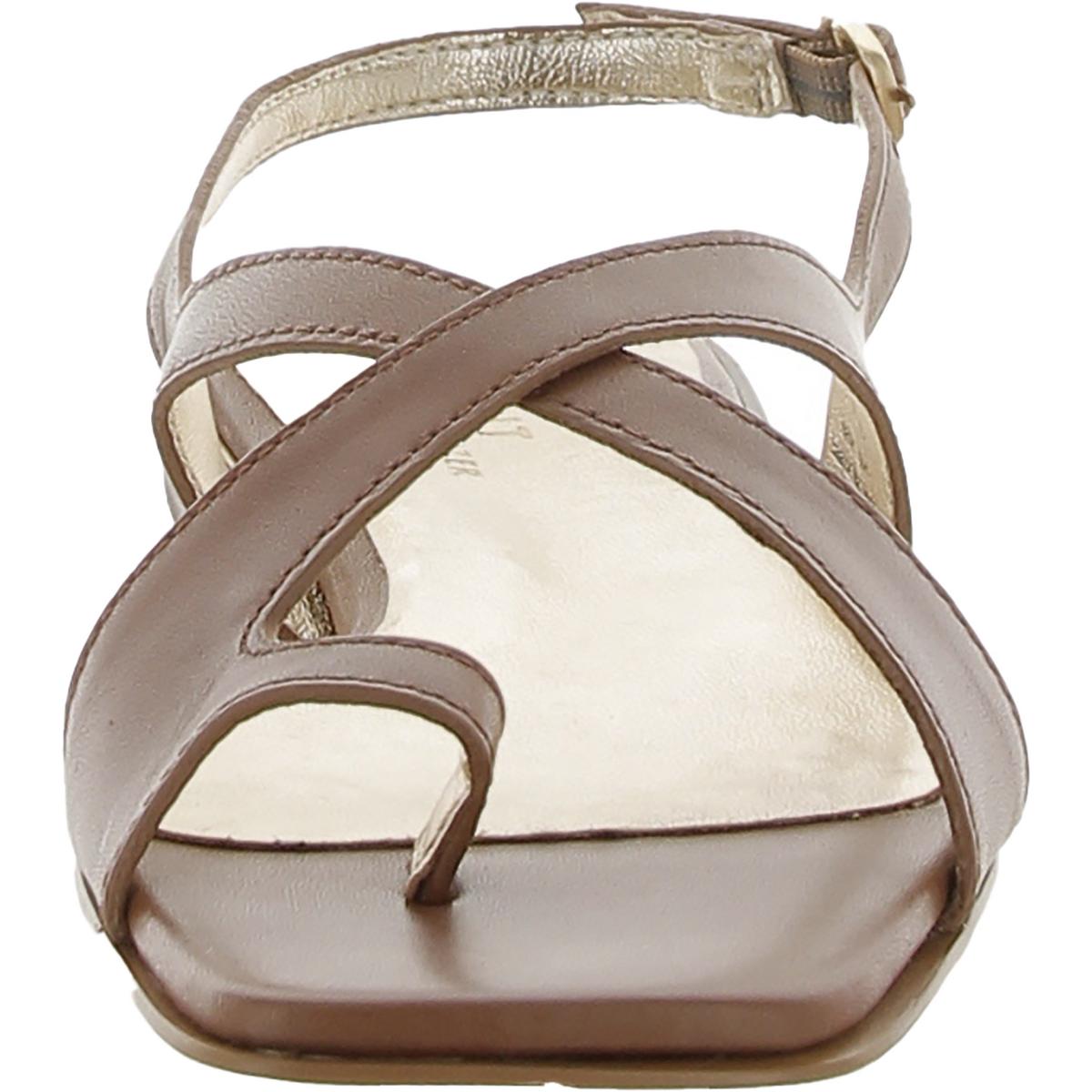 Nikki Womens Leather Ankle Strap Slingback Sandals