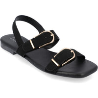 Twylah Womens Buckle Faux Suede Slingback Sandals Black