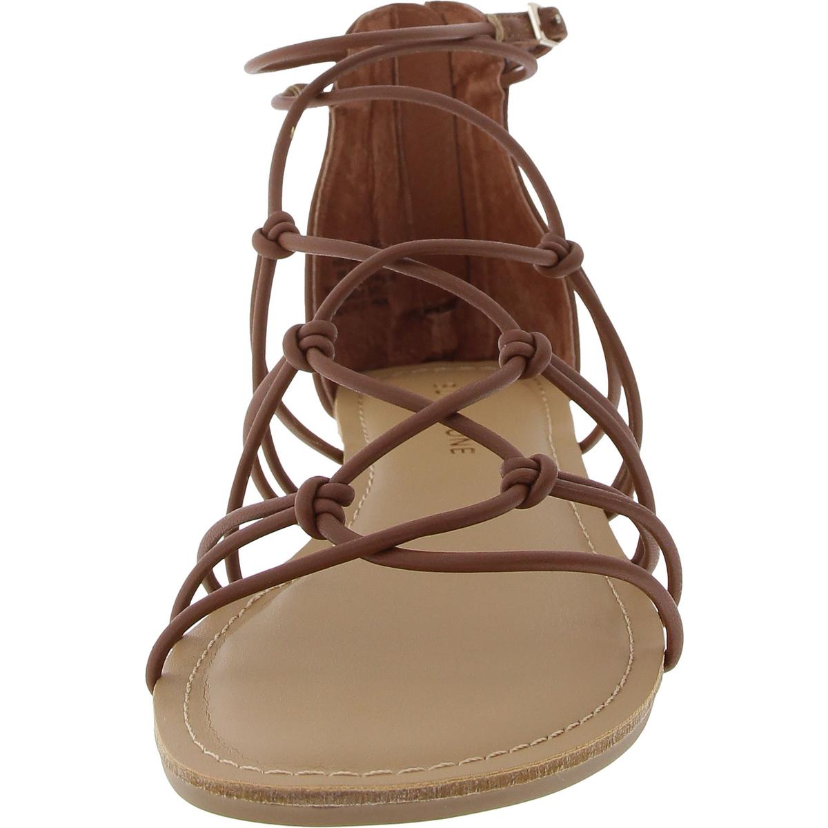 OKENNA Womens Laceless Faux Leather Strappy Sandals