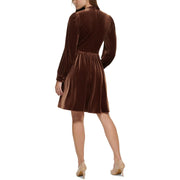 Womens Velvet Knee-Length Fit & Flare Dress