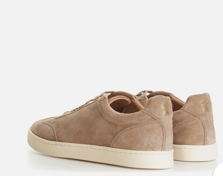 Brunello Cucinelli Suede Low-Top Lace-Up Sneakers in Taupe