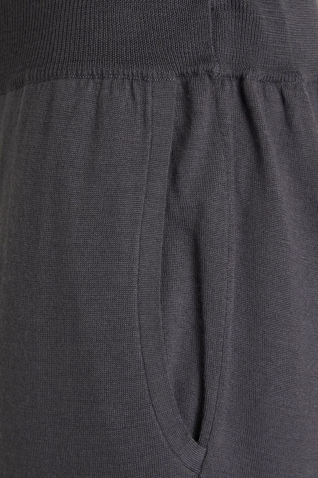 Brunello Cucinelli Cropped Wool Cashmere Women's Pants In Grey Etere