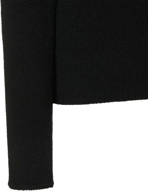 Tom Ford Wool Ribbed Chest Cut-Out Turtleneck Top