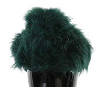 Dolce & Gabbana Green Fur DG Logo Embroidered Cloche Women's Hat10