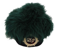 Dolce & Gabbana Green Fur DG Logo Embroidered Cloche Women's Hat4
