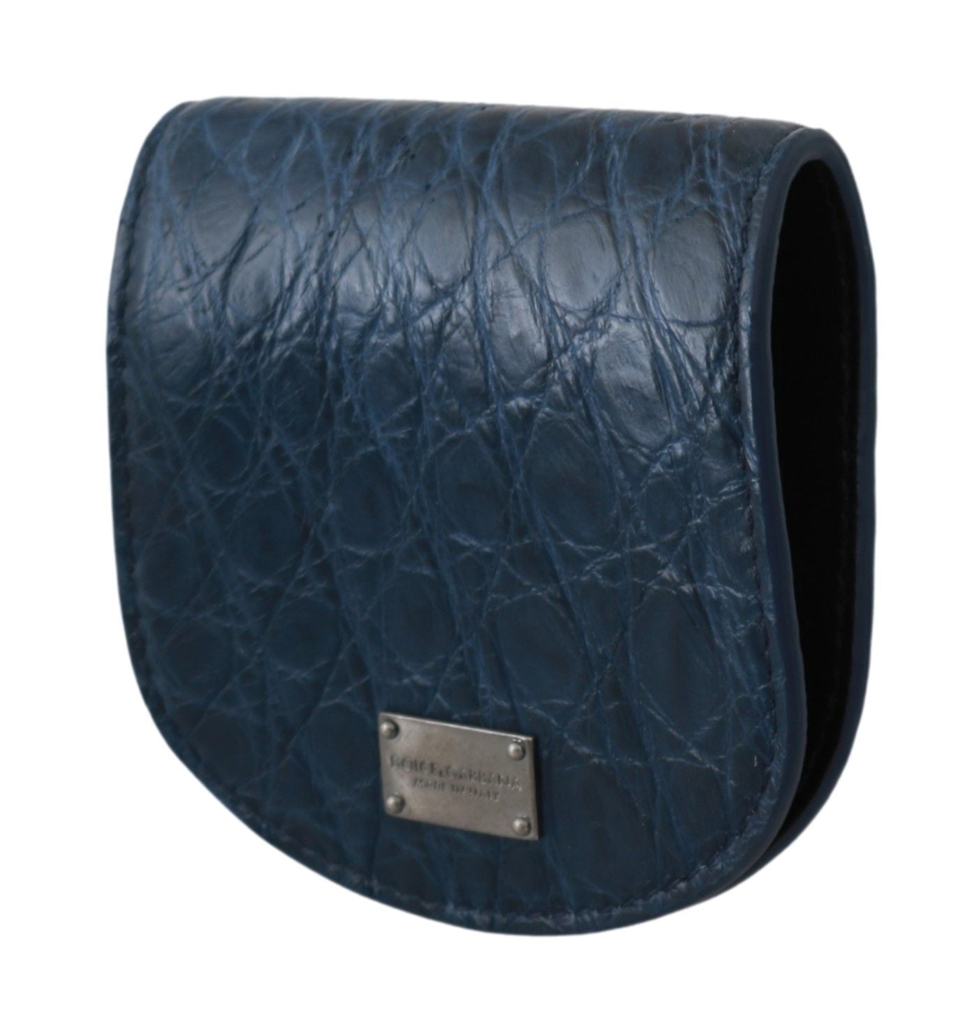 Dolce & Gabbana Elegant Blue Caimano Leather Condom Case Men's Wallet