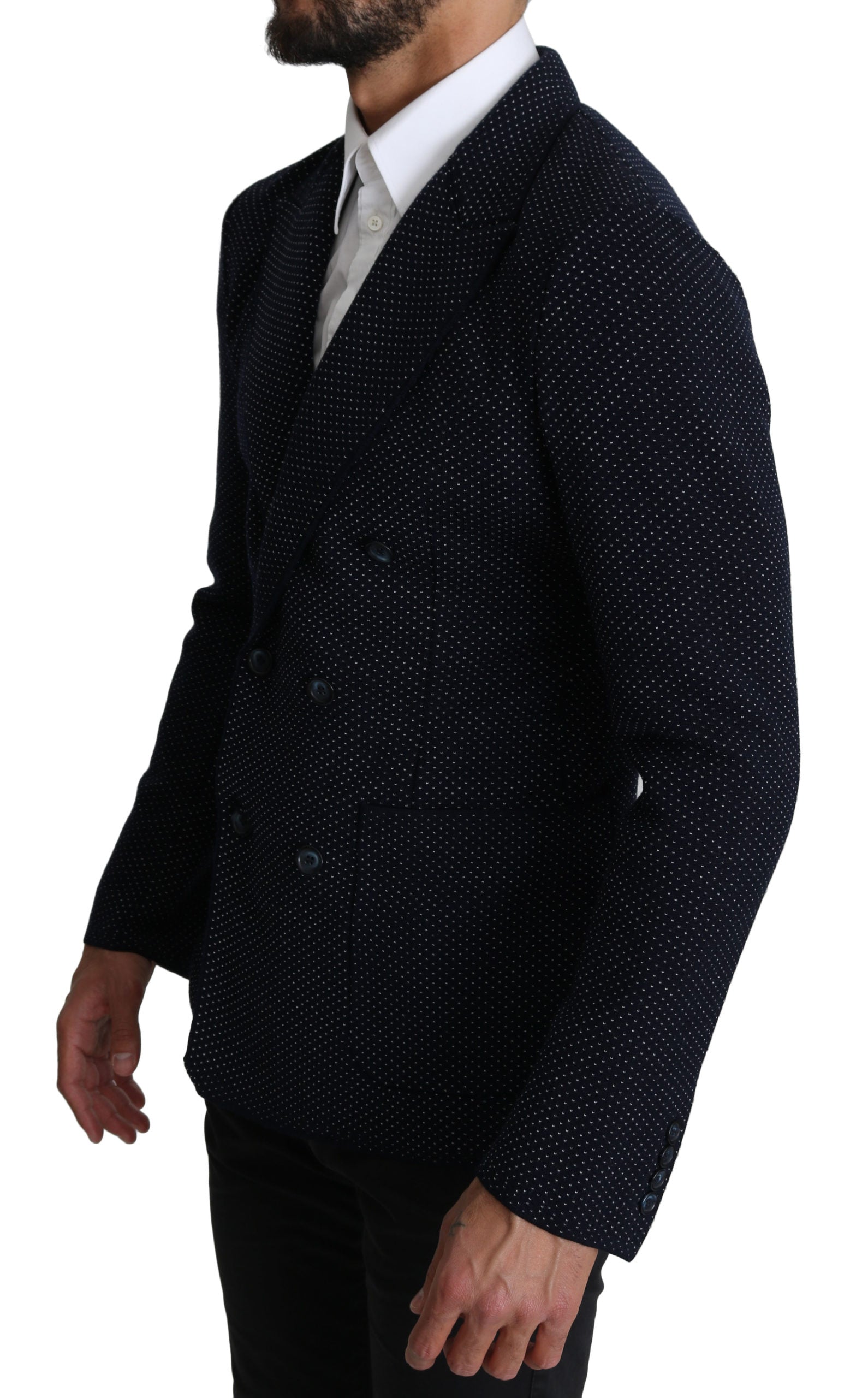 Dolce & Gabbana Dark Dotted Double Breasted Coat Blazer