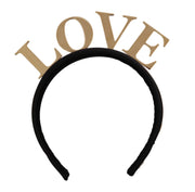 Dolce & Gabbana Black Brass Gold Love Diadem One Size Tiara Women's Headband