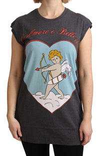 Dolce & Gabbana Elegant Gray Cotton Cap Sleeve Women's Tee2