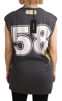 Dolce & Gabbana Elegant Gray Cotton Cap Sleeve Women's Tee8