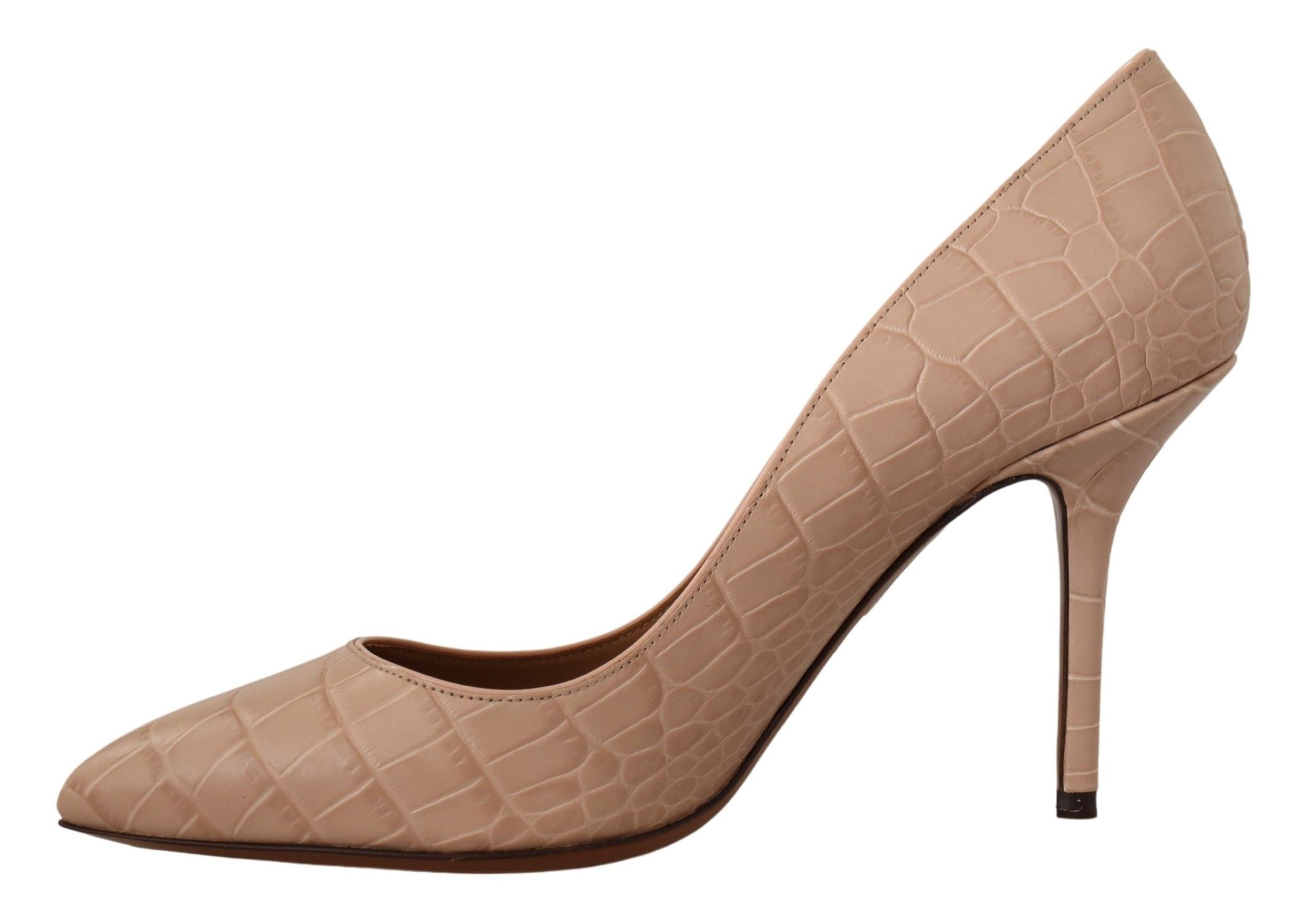 Dolce & Gabbana Elegant Nude Leather Kitten Heels Women's Pumps