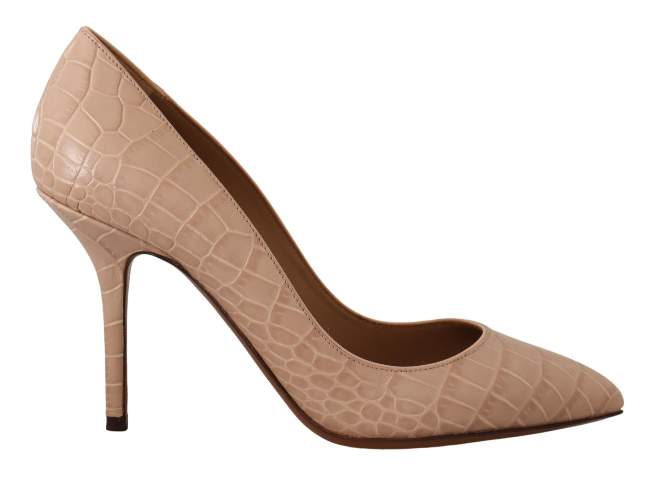 Dolce & Gabbana Elegant Nude Leather Kitten Heels Women's Pumps