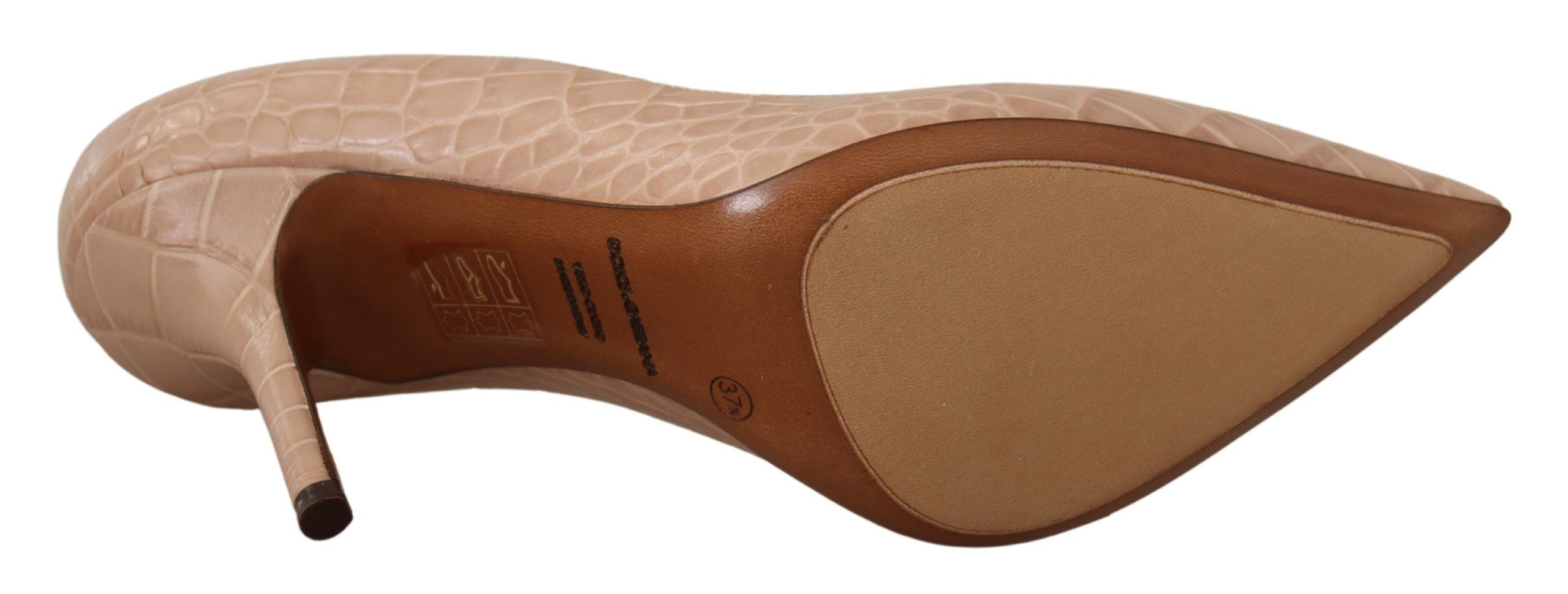 Dolce & Gabbana Elegant Nude Leather Kitten Heels Women's Pumps