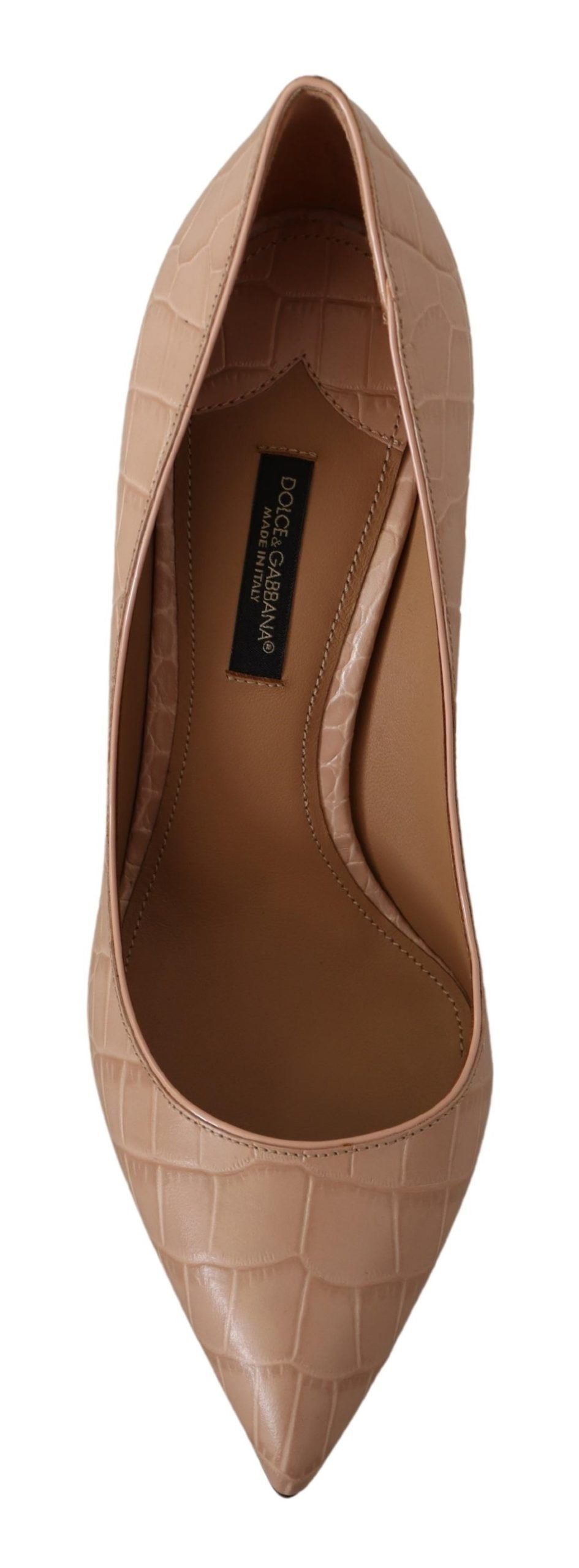 Dolce & Gabbana Elegant Nude Leather Kitten Heels Women's Pumps