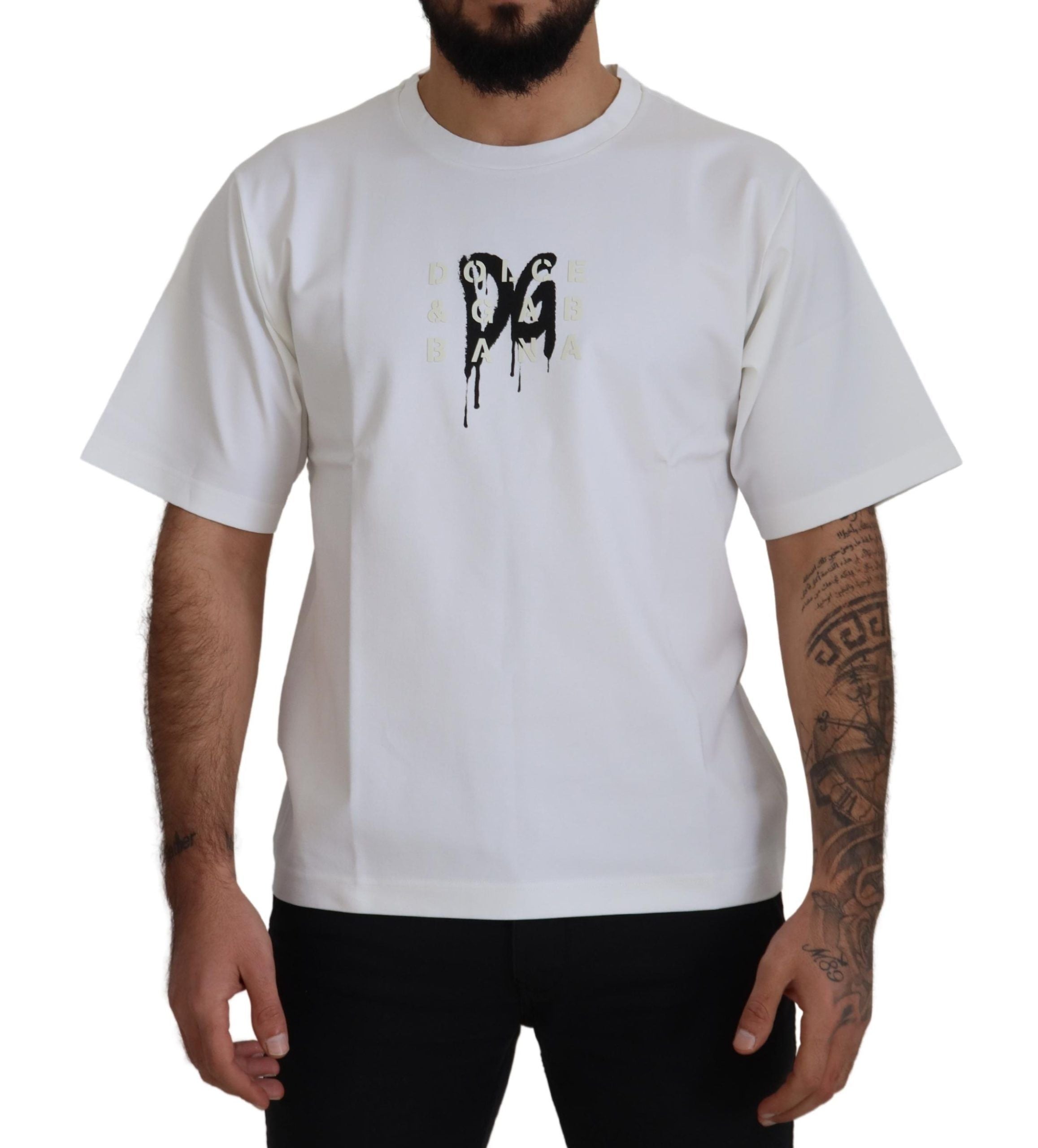 Dolce & Gabbana Timeless White Logo Crewneck Men's Tee