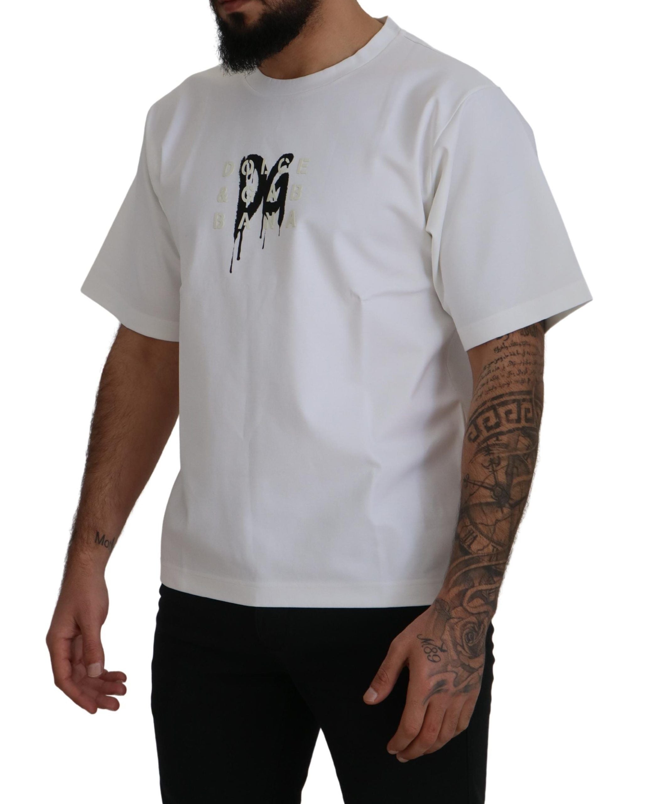 Dolce & Gabbana Timeless White Logo Crewneck Men's Tee