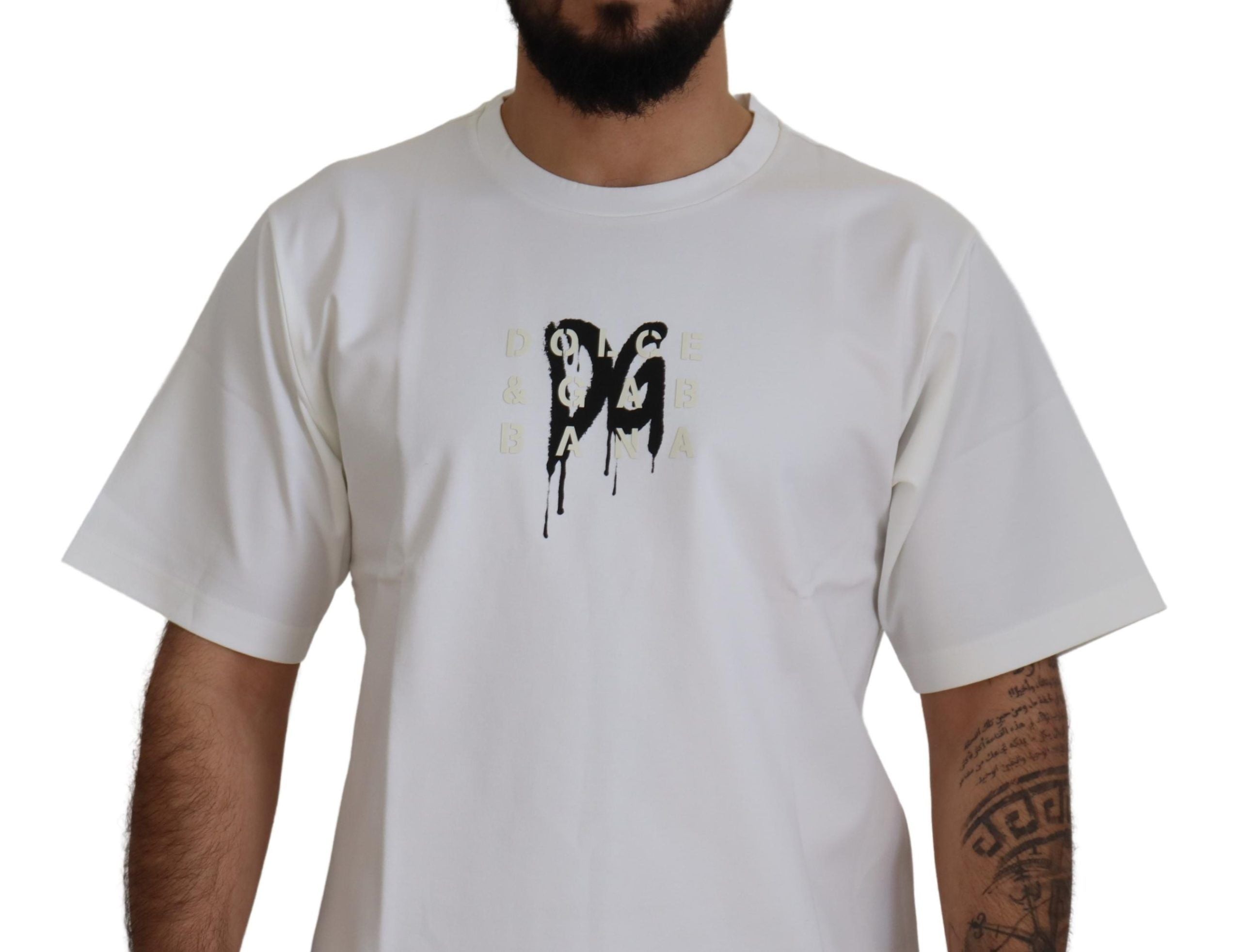 Dolce & Gabbana Timeless White Logo Crewneck Men's Tee
