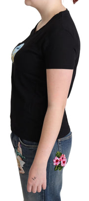 Moschino Black Printed Cotton Short Sleeves T-shirt