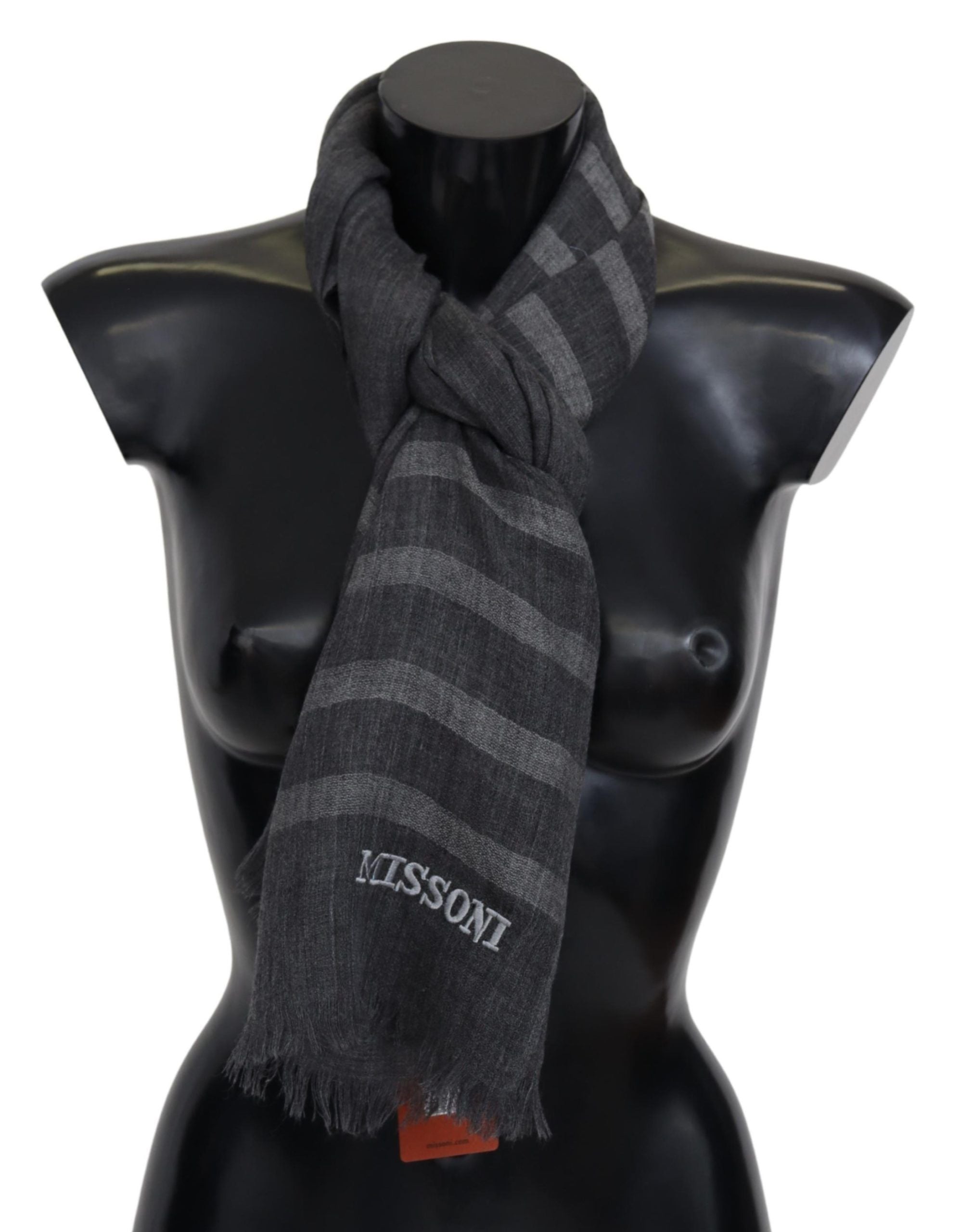 Missoni Elegant Unisex Wool Scarf with Logo Men's Embroidery
