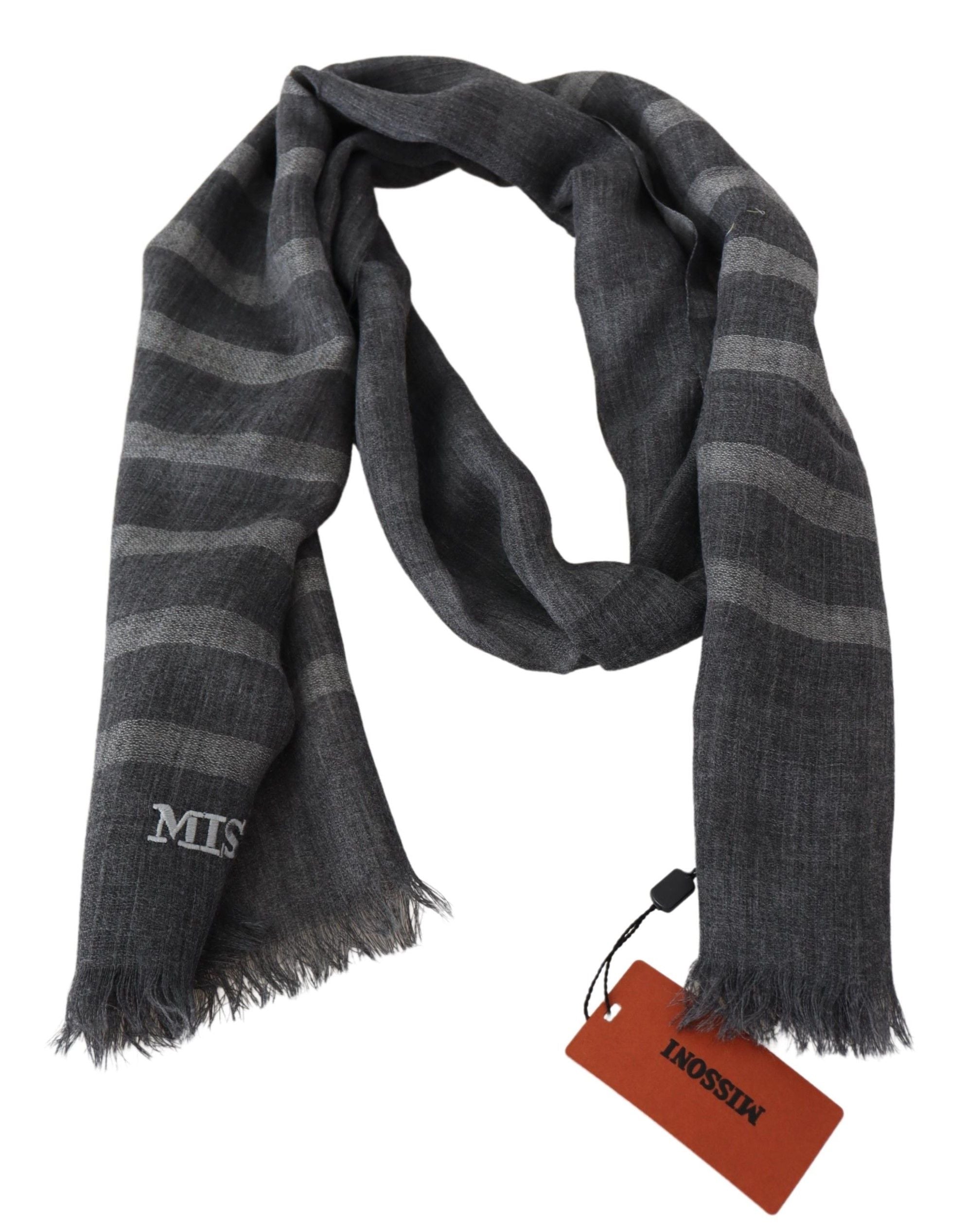 Missoni Elegant Unisex Wool Scarf with Logo Men's Embroidery