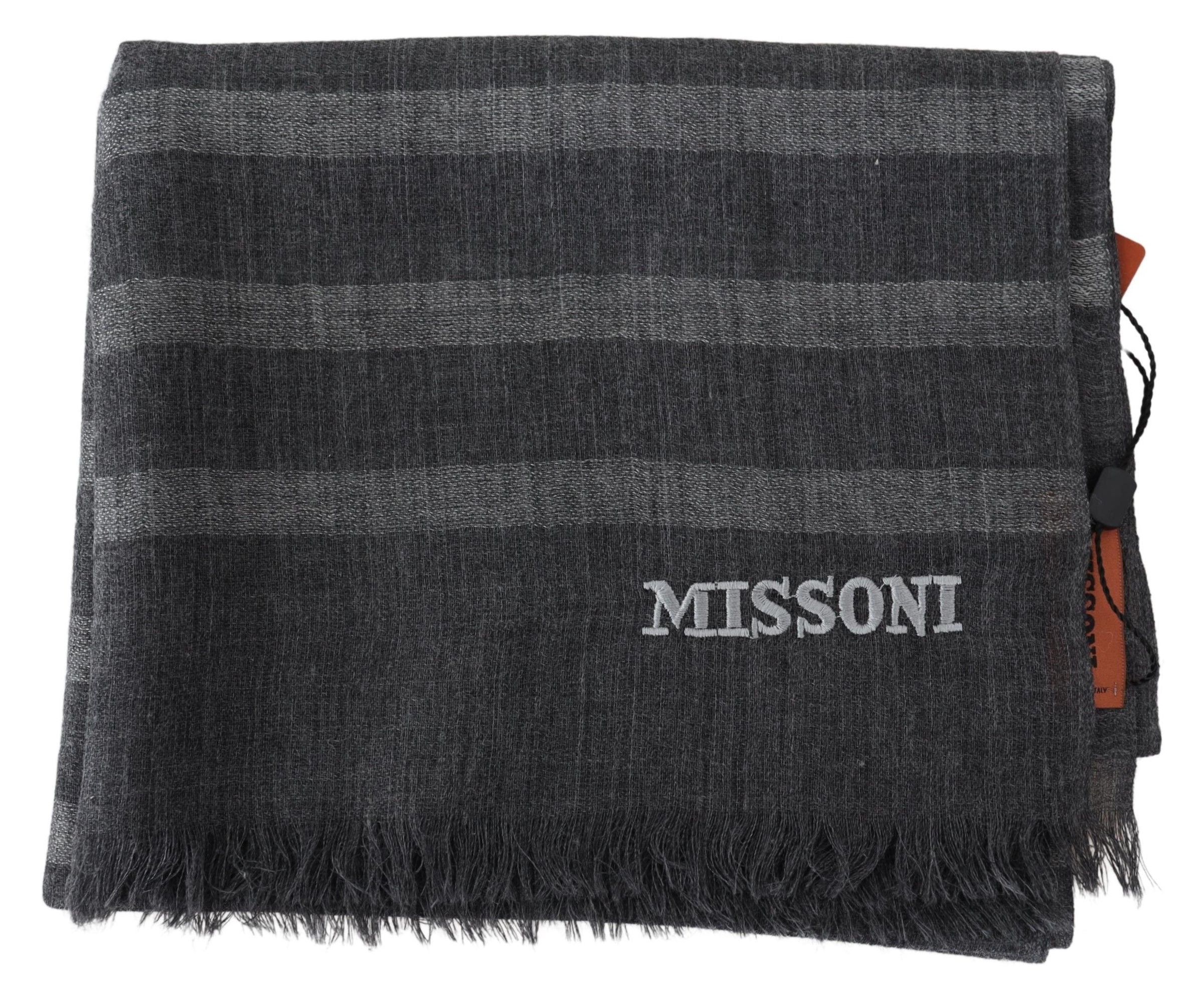 Missoni Elegant Unisex Wool Scarf with Logo Men's Embroidery