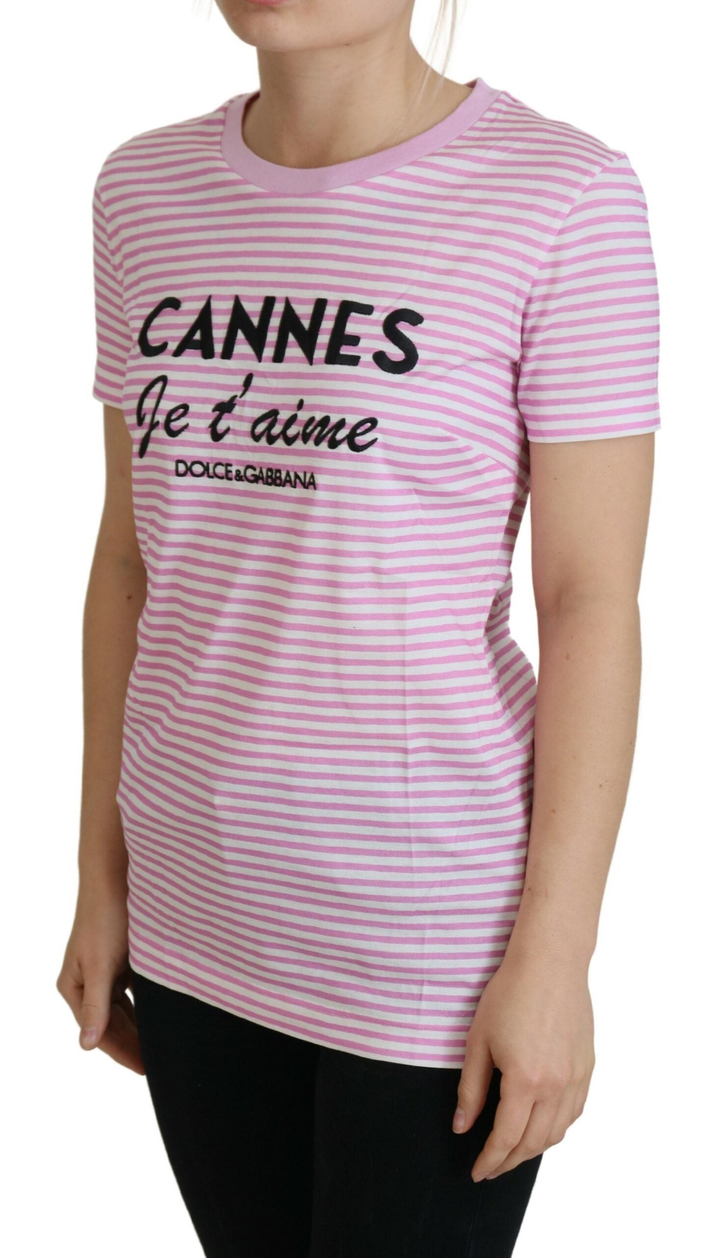 Dolce & Gabbana Exclusive Striped Love Affair Cotton Women's Tee3