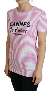 Dolce & Gabbana Exclusive Striped Love Affair Cotton Women's Tee3