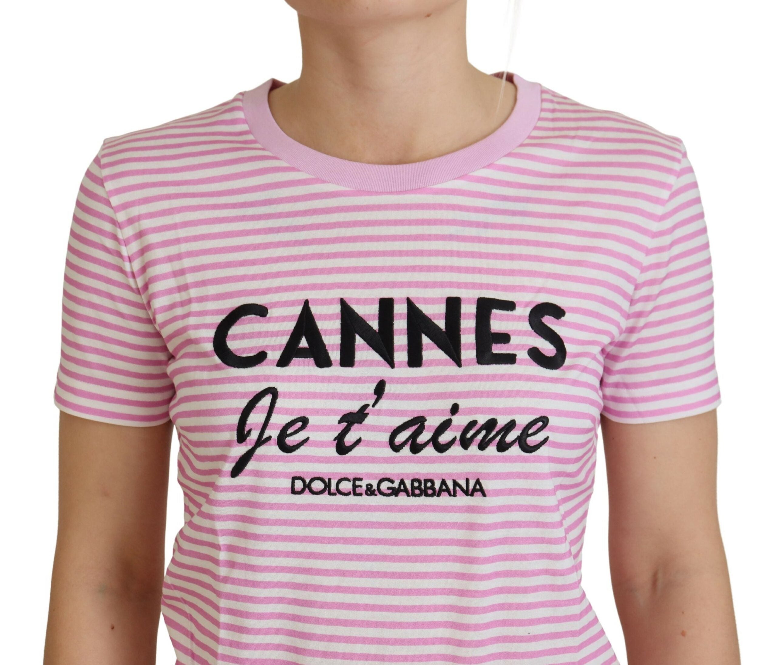Dolce & Gabbana Exclusive Striped Love Affair Cotton Women's Tee7