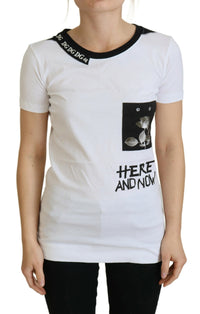 Dolce & Gabbana Chic Monochrome 'Here and Now' Cotton Women's Tee1