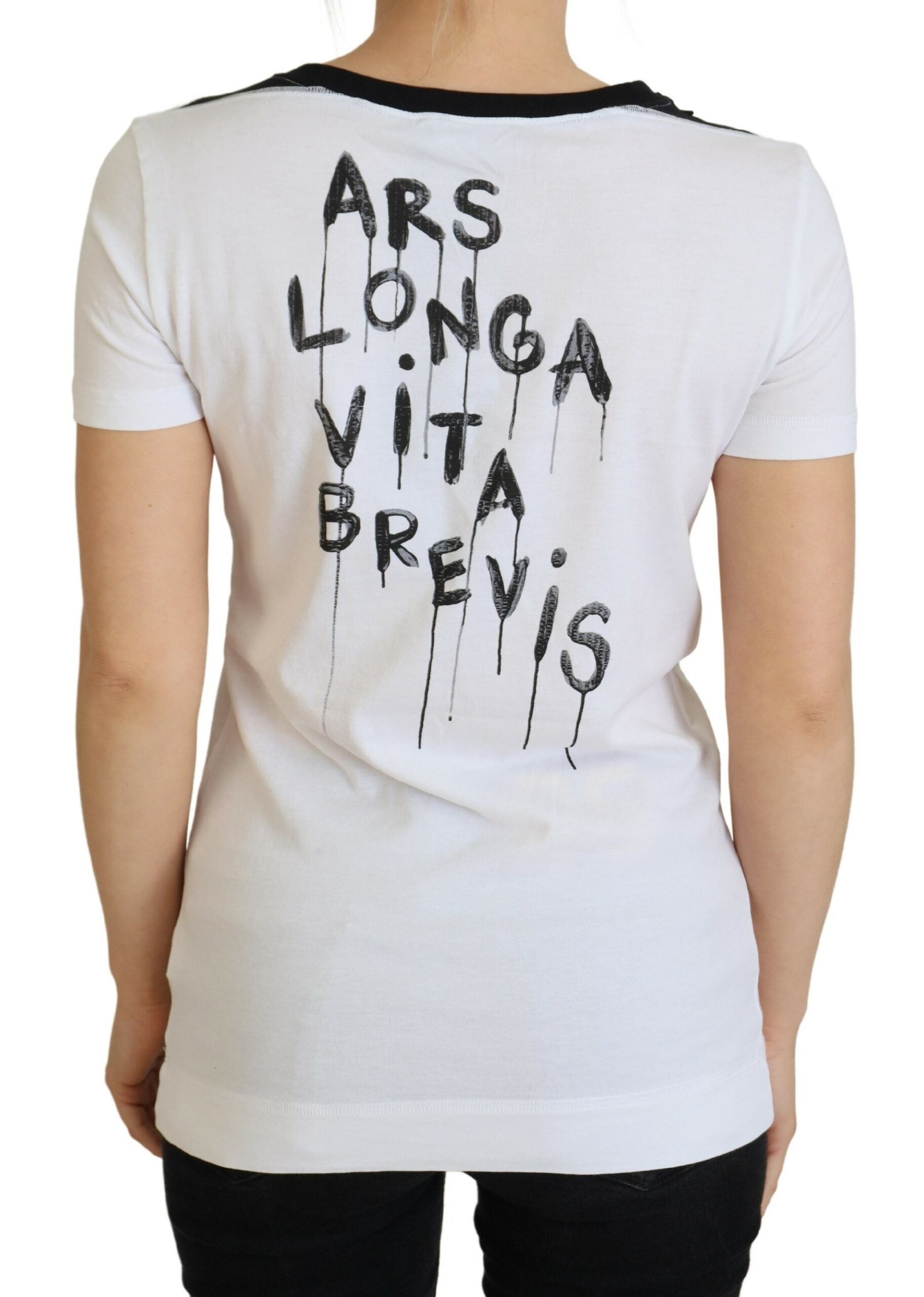 Dolce & Gabbana Chic Monochrome 'Here and Now' Cotton Women's Tee5
