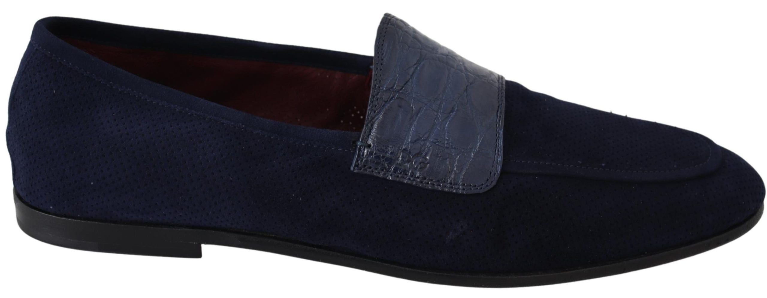 Dolce & Gabbana Elegant Blue Suede Leather Men's Loafers 7 Blue
