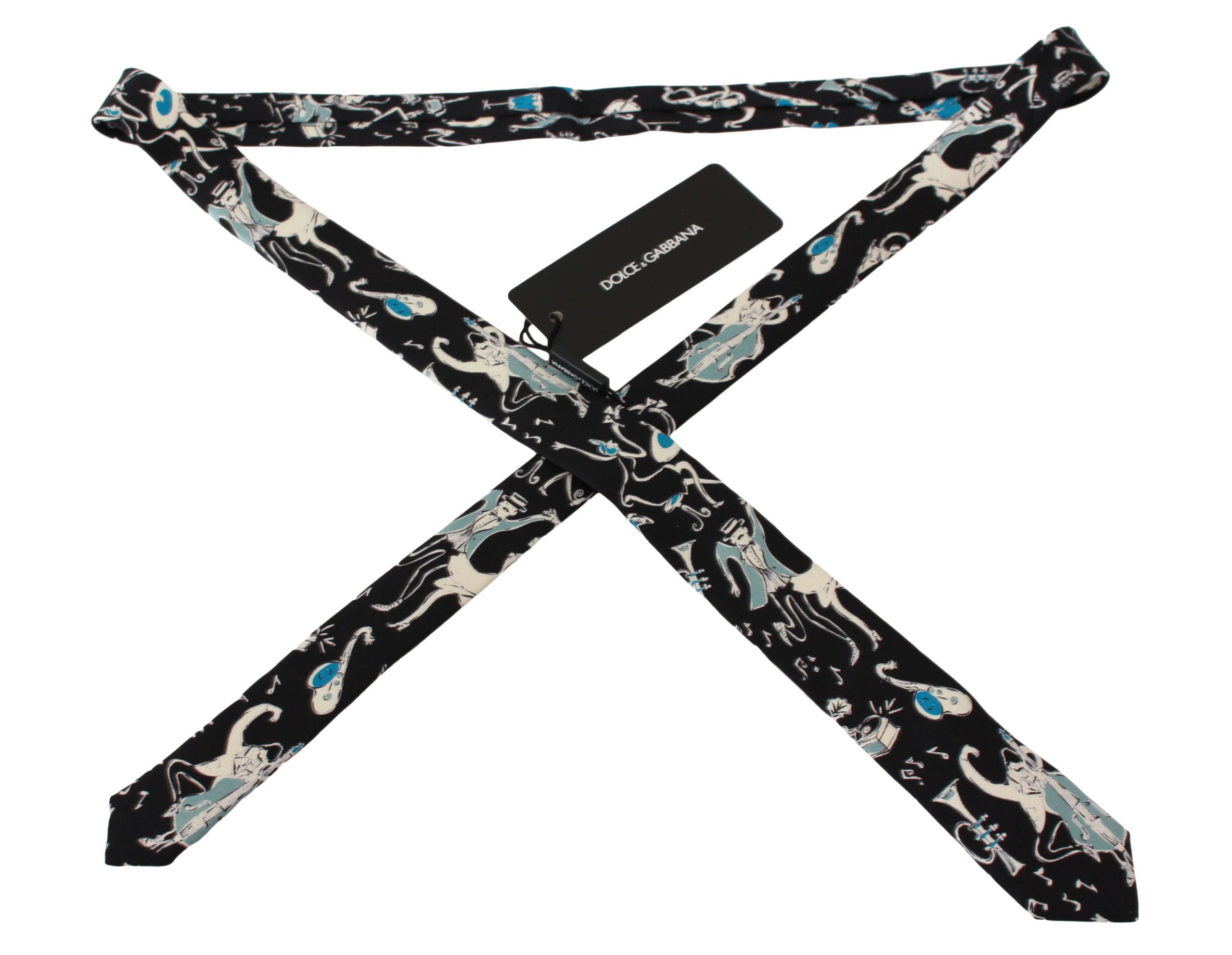 Dolce & Gabbana Elegant Black Music Pattern Silk Neck Men's Tie