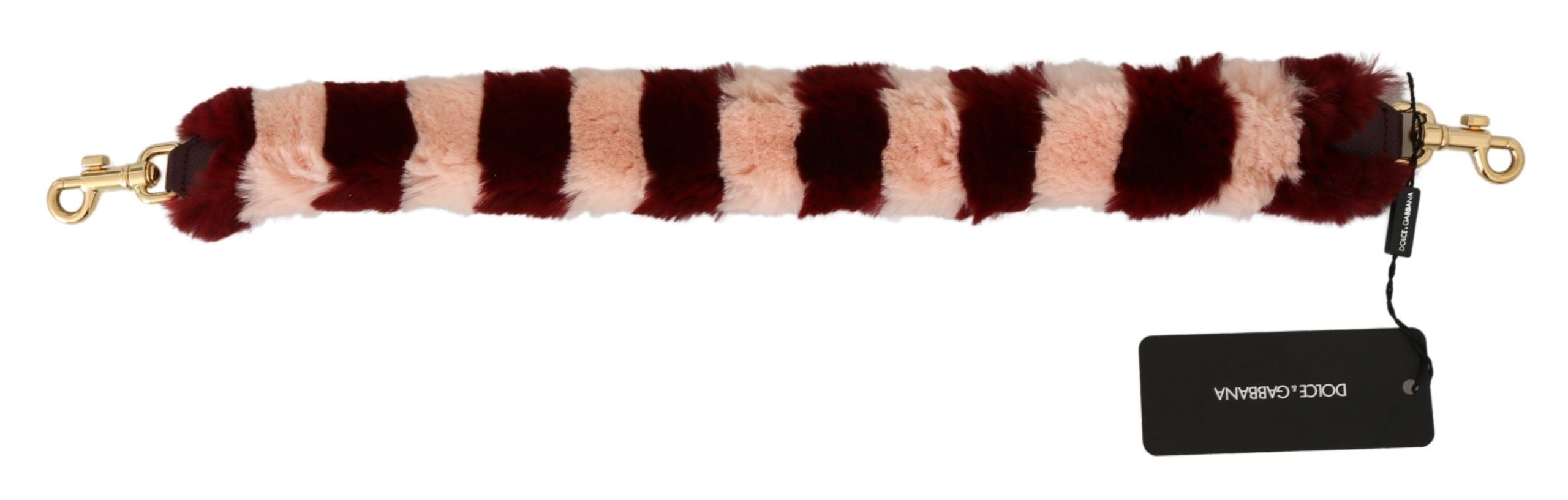 Dolce & Gabbana Bordeaux Pink Fur Shoulder Strap Luxury Women's Accessory