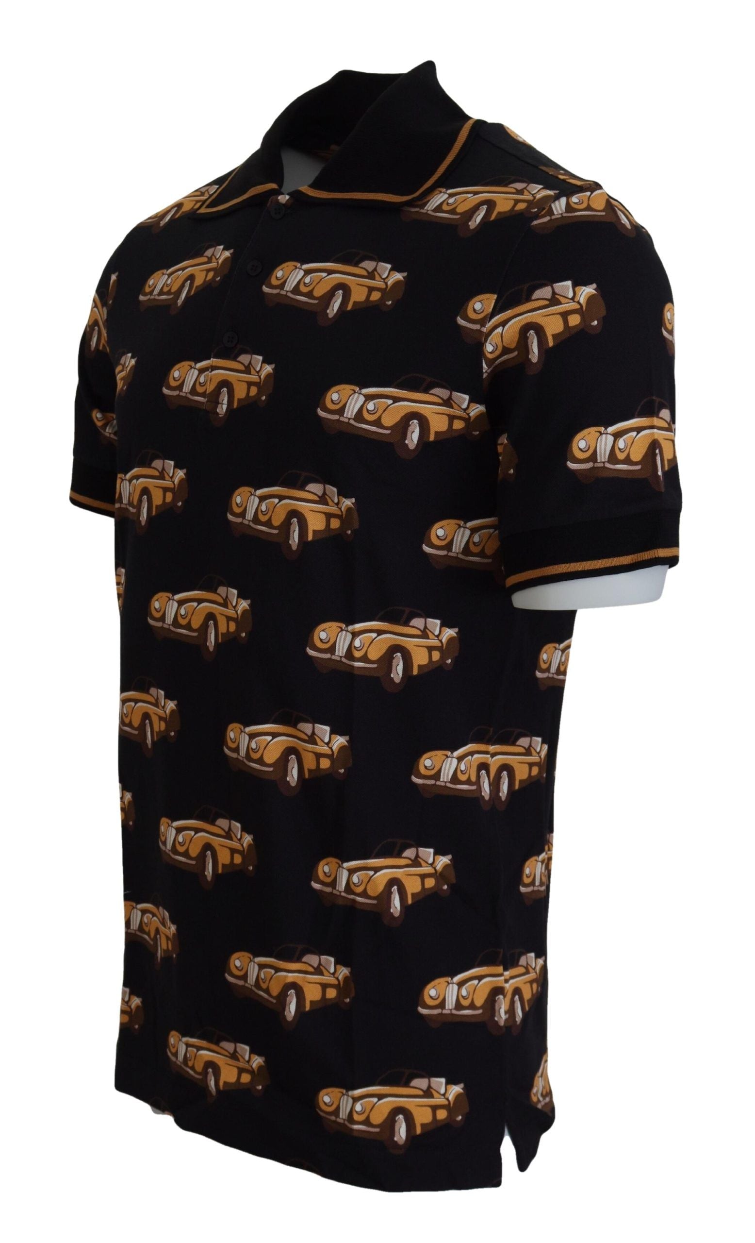 Dolce & Gabbana Black Car Print Short Sleeve Polo Men's T-shirt4