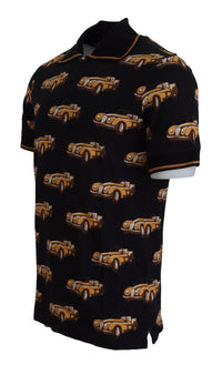 Dolce & Gabbana Black Car Print Short Sleeve Polo Men's T-shirt4