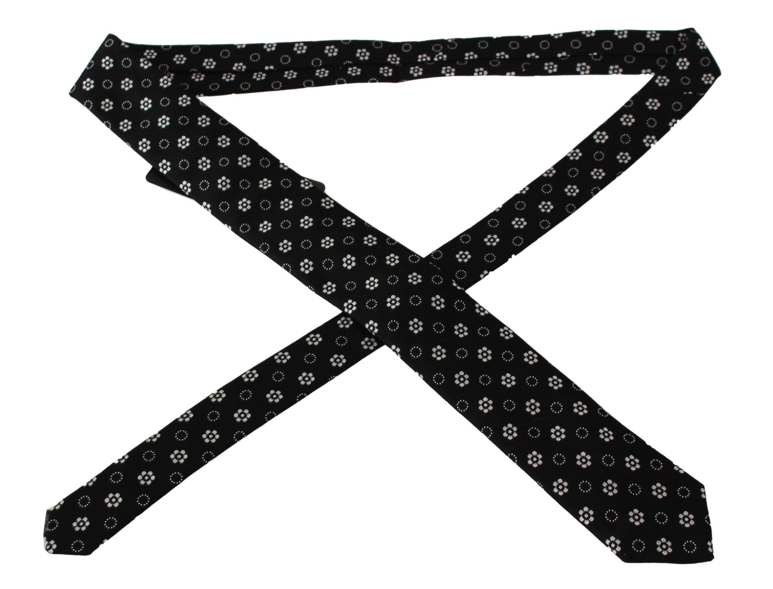 Dolce & Gabbana Black 100% Silk Floral Print Print Classic Men's Tie