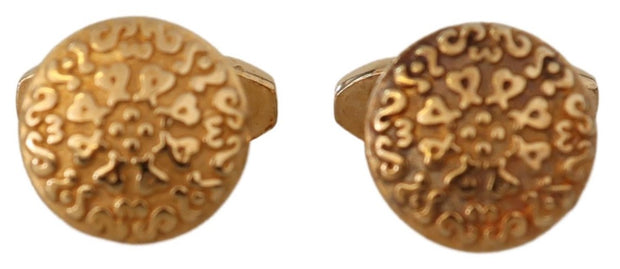 Dolce & Gabbana Gold Plated Brass Round Pin Men Men's Cufflinks