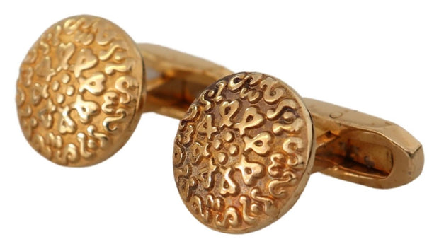 Dolce & Gabbana Gold Plated Brass Round Pin Men Men's Cufflinks