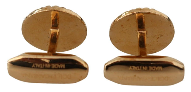 Dolce & Gabbana Gold Plated Brass Round Pin Men Men's Cufflinks