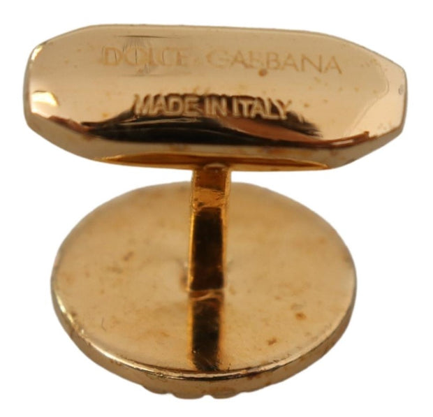 Dolce & Gabbana Gold Plated Brass Round Pin Men Men's Cufflinks