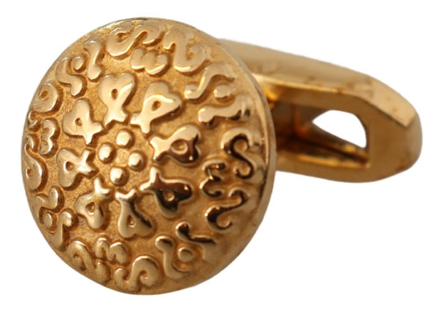 Dolce & Gabbana Gold Plated Brass Round Pin Men Men's Cufflinks