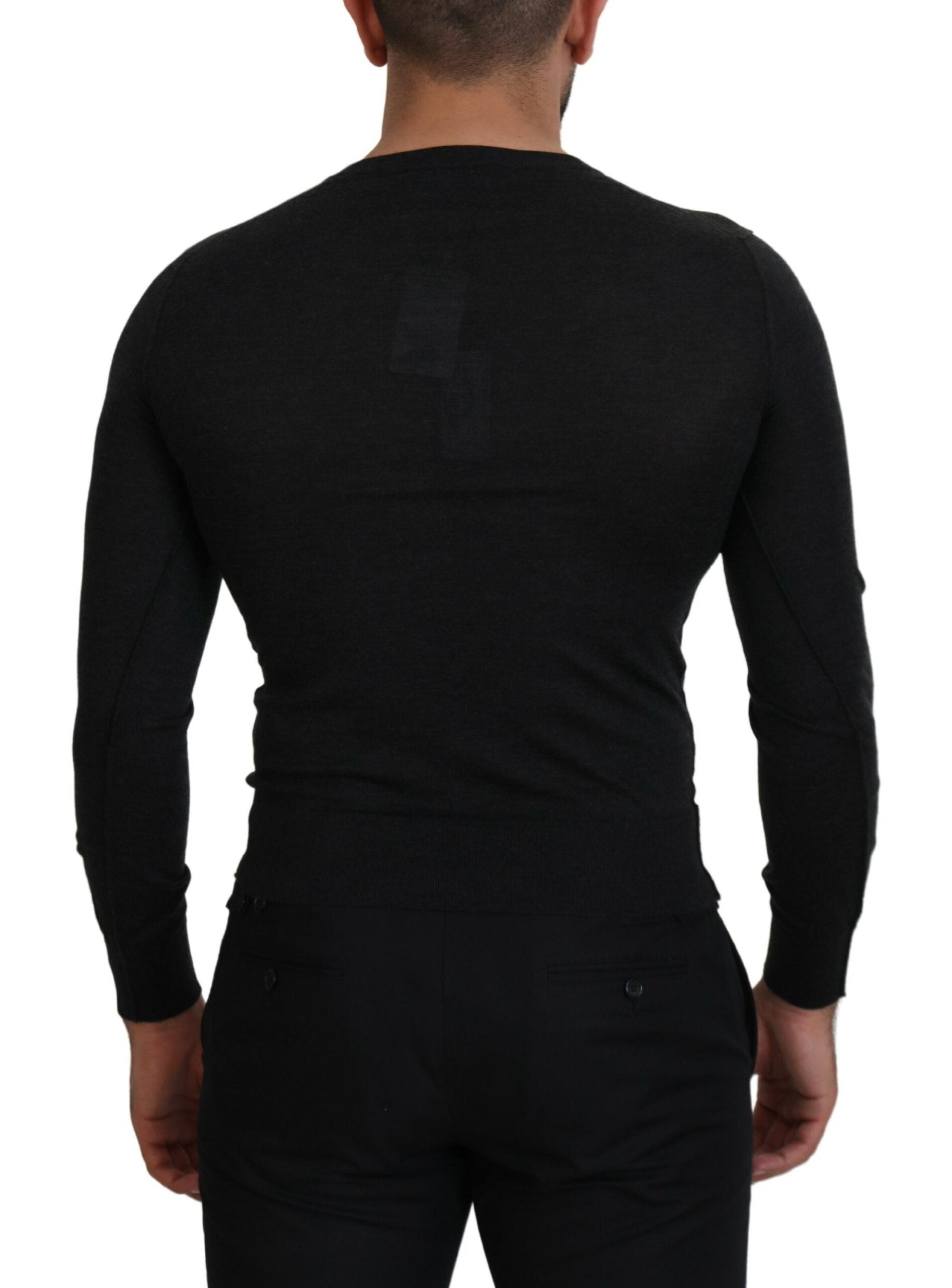Dolce & Gabbana Gray Cashmere V-neck Gold Heart Men's Sweater6