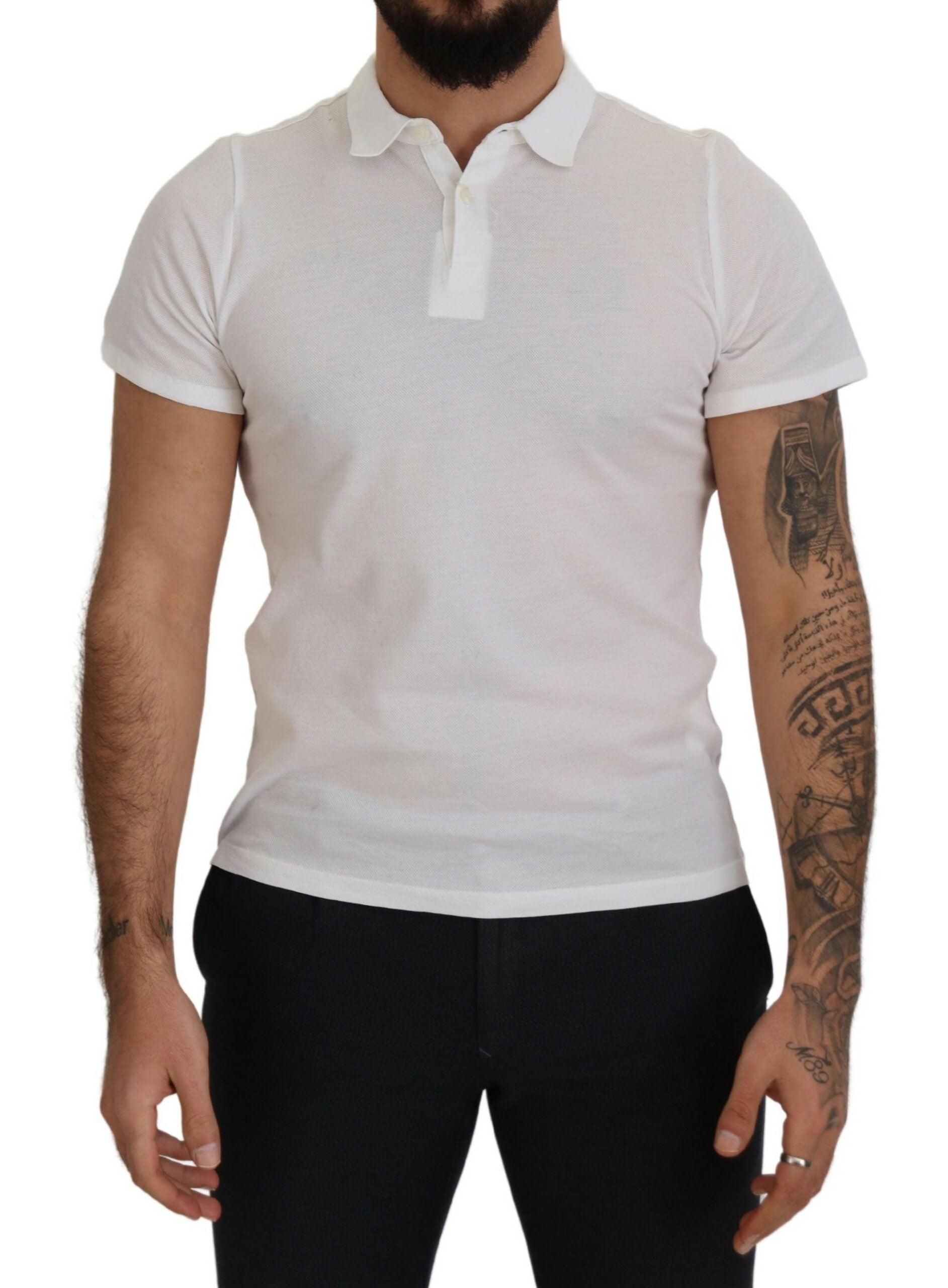 FRADI White Cotton Collared Short Sleeves Polo Men's T-shirt