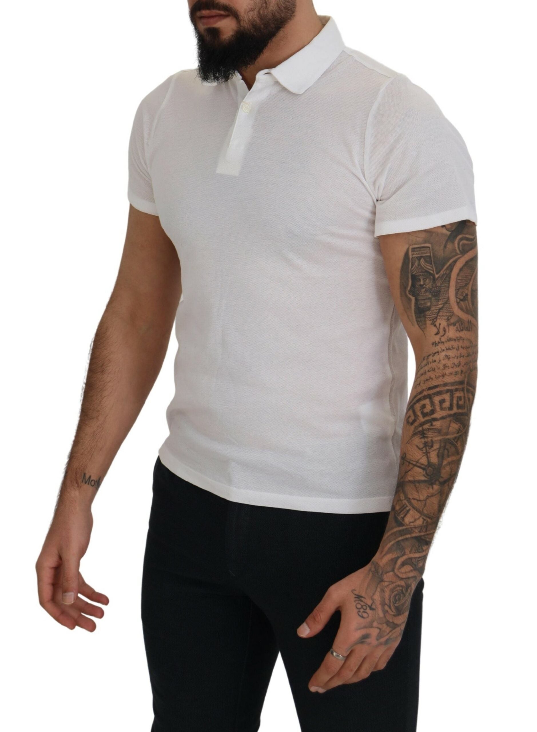 FRADI White Cotton Collared Short Sleeves Polo Men's T-shirt
