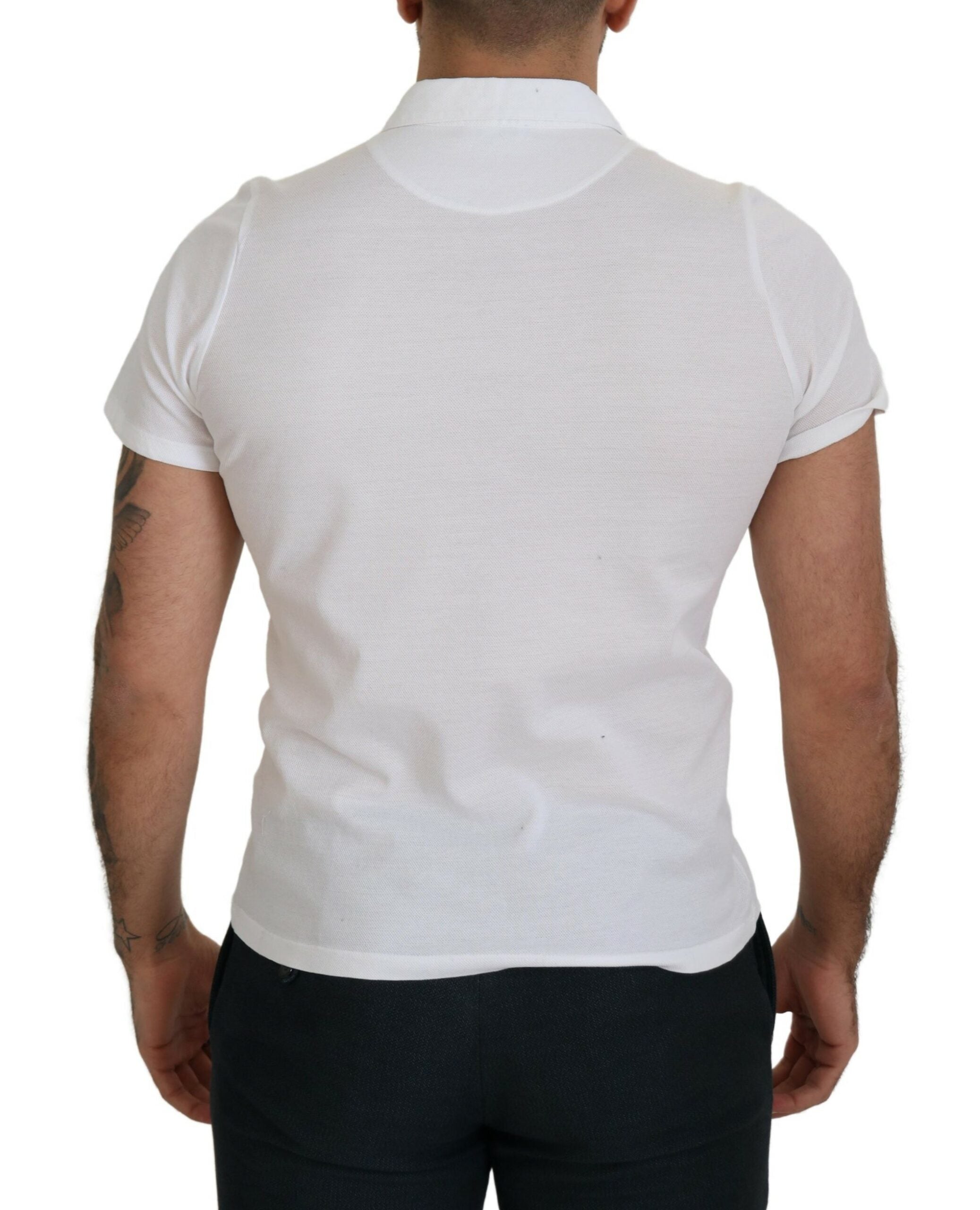 FRADI White Cotton Collared Short Sleeves Polo Men's T-shirt