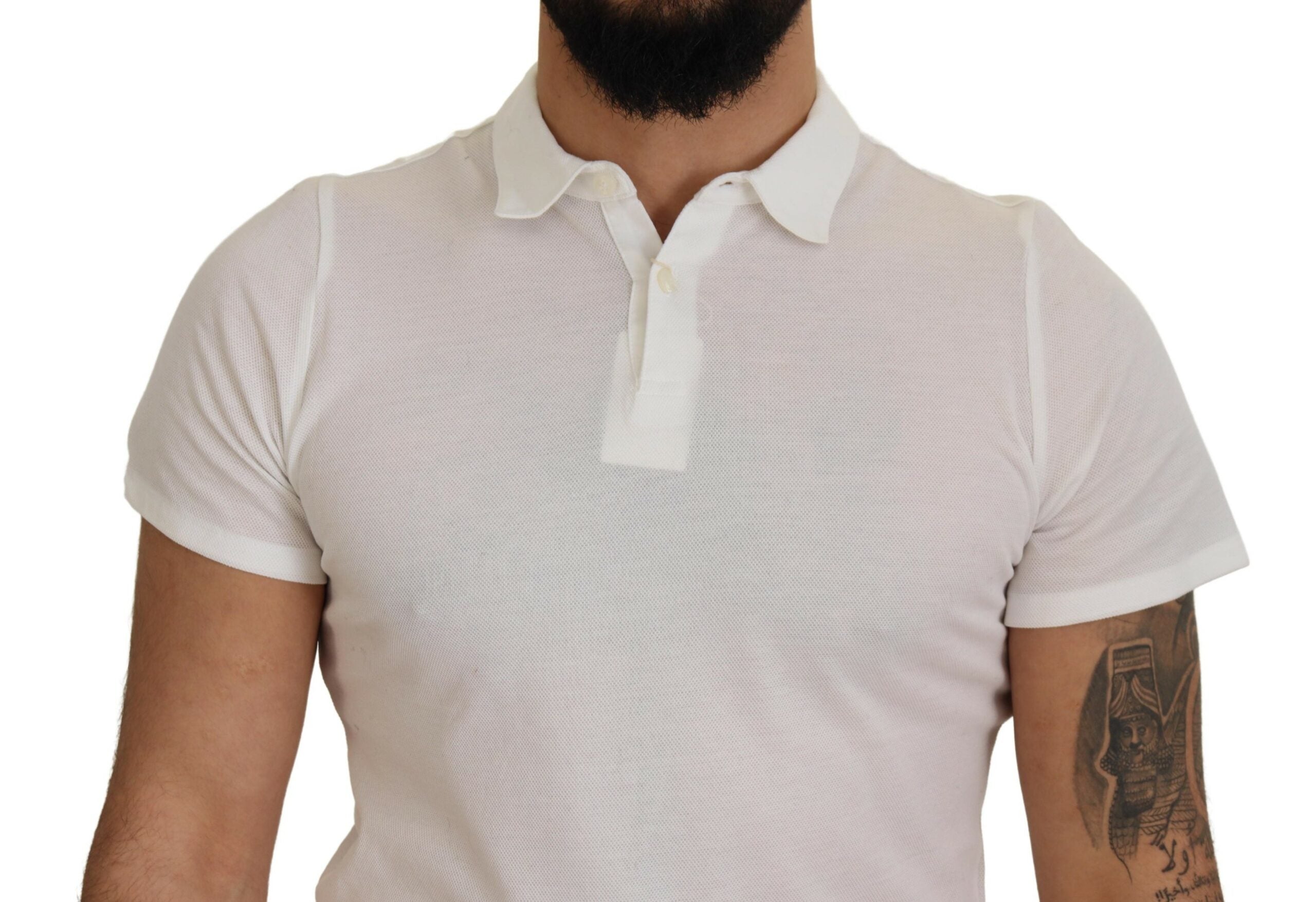 FRADI White Cotton Collared Short Sleeves Polo Men's T-shirt