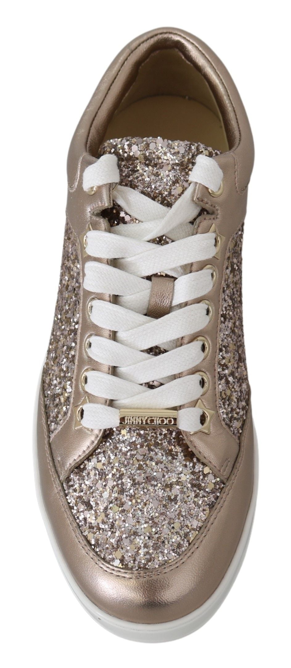 Jimmy Choo Ballet Pink Glitter Leather Women's Sneakers